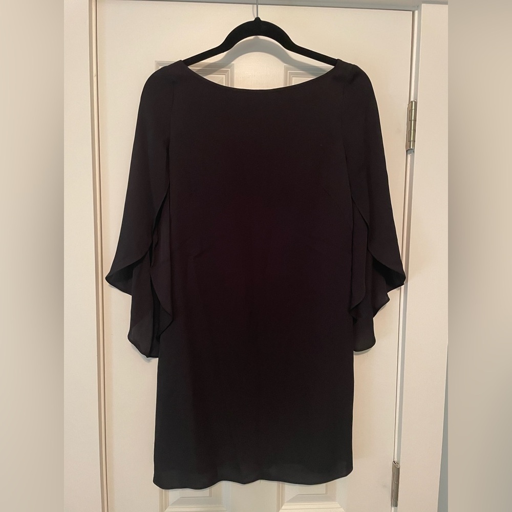 MILLY Elegant Black Dress with Flutter Sleeves Size 0